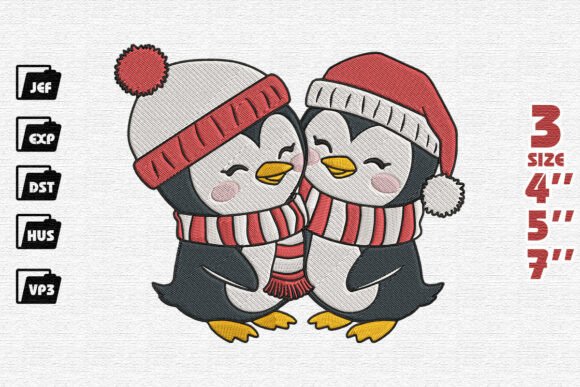 Adorable Cuddling Penguin Couple Christmas Design Review