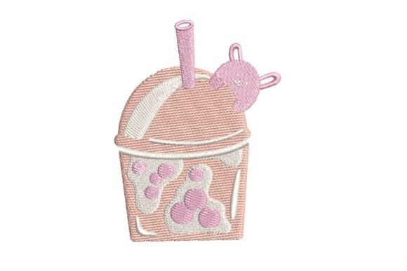 Cute Pink Animal Boba Tea Embroidery Review