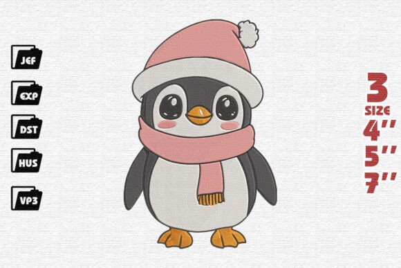 Cute Winter Penguin in Pink Hat Embroidery Review