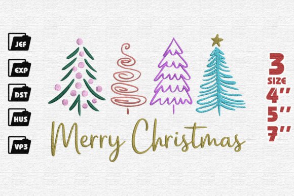Evaluating Whimsical Christmas Trees Embroidery