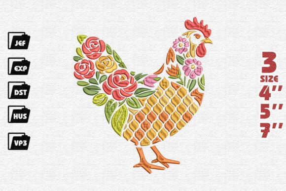 Folk Art Floral Chicken Embroidery Design Review