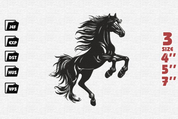 Majestic Rearing Black Horse Embroidery Design Review