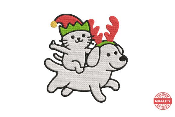 Review: Christmas Cat Riding Dog Embroidery Design