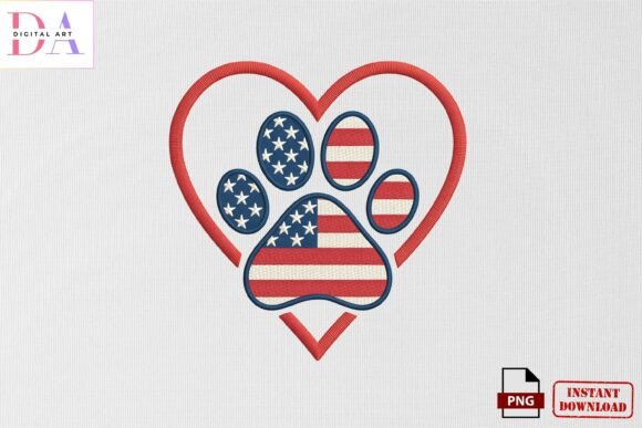 Reviewing the Patriotic Paw Heart Embroidery PNG